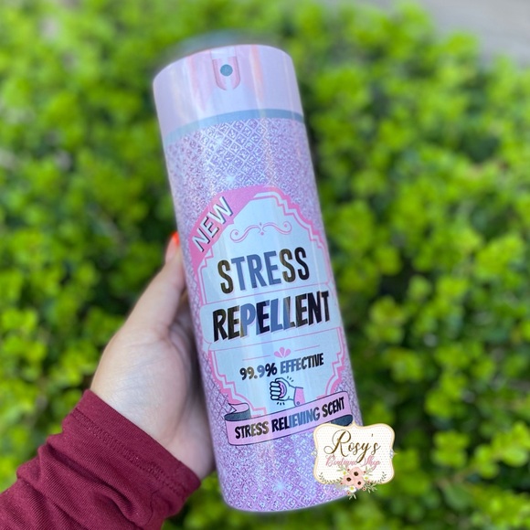 Stress Repellent 20oz shimmer Tumbler - Picture 1 of 5